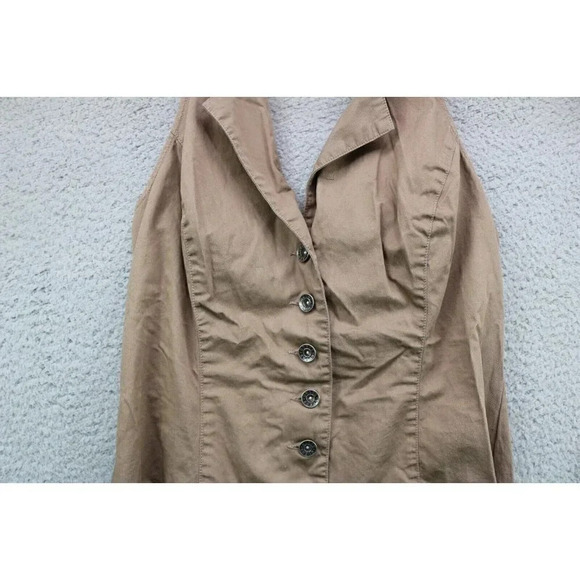 Guess Brown Cotton Dress-Modele Style-Halter-Mini-Size Large-Jrs. - Picture 4 of 11